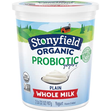 Stonyfield Organic Whole Milk Probiotic Yogurt, Plain, 32 oz. - Walmart.com