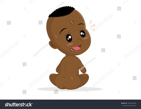 Cartoon Character Naked African Baby Sitting Stock Vector Royalty Free 1065624368 Shutterstock