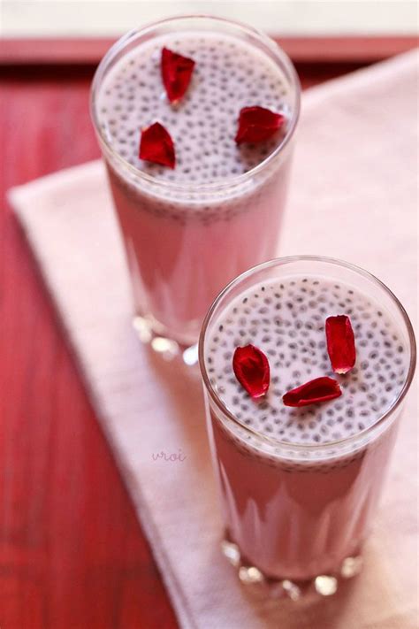 Rose Milk Recipe How To Make Rose Milk With Sabja Seeds Rose Milk