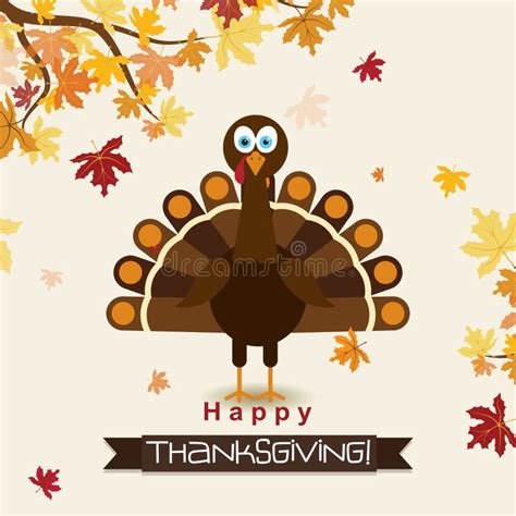 Template Greeting Card With A Happy Thanksgiving Turkey Vector Stock