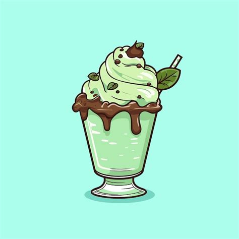 Premium Vector | Mint chocolate chip ice cream clip art illustration