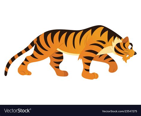 Cartoon tiger side view looking down Royalty Free Vector