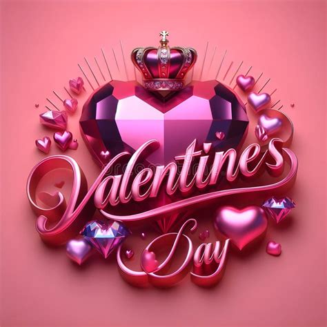 Valentine S Day Text In Elegant Pink Typography With A Metallic Pink