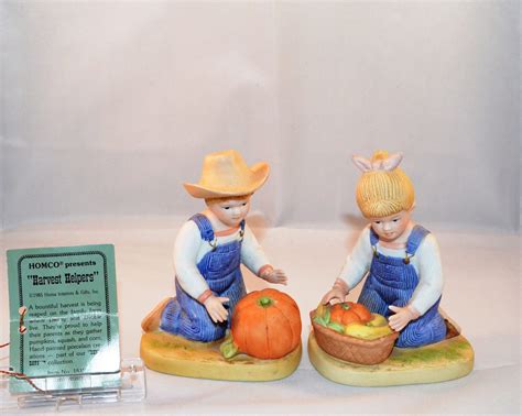 Home Interiors DENIM DAYS Figurine 1985 Harvest Helpers Etsy