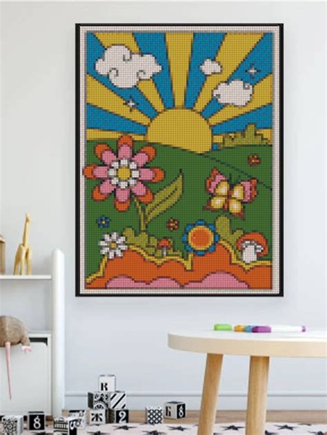 Set Pmma Diy Diamond Painting Without Frame Cartoon Flower Sun