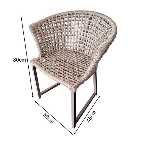 Kit 6 Cadeiras de Jantar Area Externa Salinas em Corda Naútica Base