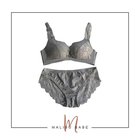 MALIBU BABE Sexy Lace Bra And Panty Set GRAY Shopee Philippines