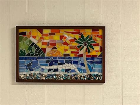 Ocean Mosaic Art Sunset Mosaic Decor Beach Mosaic Art - Etsy