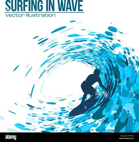 Vector surfer silhouette in blue wave Stock Vector Image & Art - Alamy