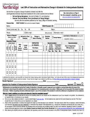 Fillable Online Csun Last Of Instruction And Retroactive Form