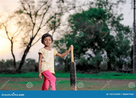 Indian Girl Child Playing Cricket Stock Photo Image Of Playful