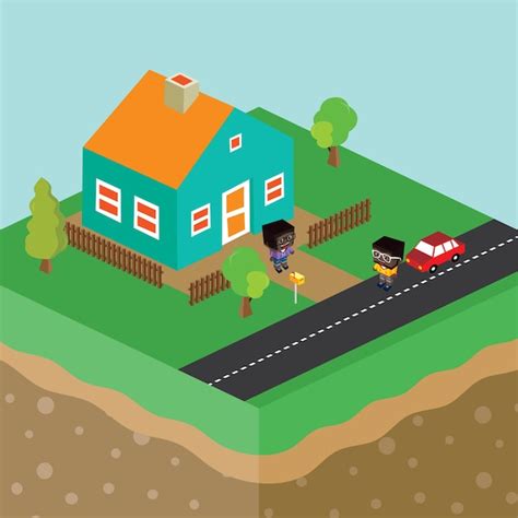 Premium Vector Isometric Residential View Cartoon Theme