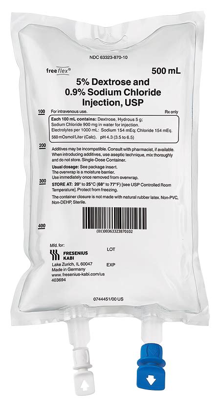 Infusion Solutions Mixed Dextrose Sodium Chloride Freeflex Iv Bags