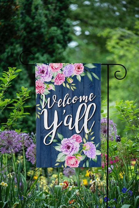 Welcome Yall Garden Flag Personalized Garden Flag Garden Flags Home