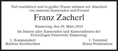 Traueranzeigen Von Franz Zacherl Trauer Merkur De