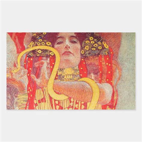 Gustav Klimt Red Woman Gold Snake Painting Rectangular Sticker Zazzle