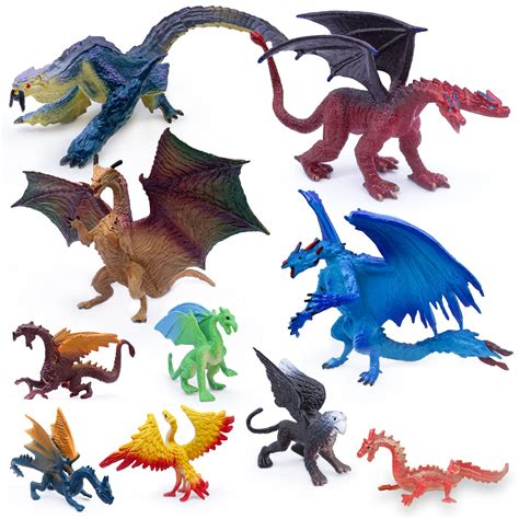 Buy SIENON 5" & 3" Dragon Toy Figures - 10 Pack Assorted Mythical