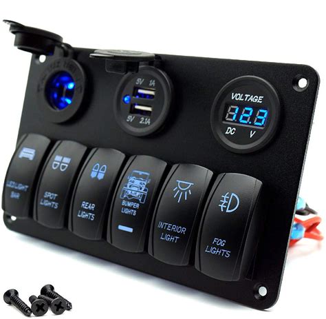 Rocker Switch Panel 6 Gang Marine Boat Easy Installation Digital