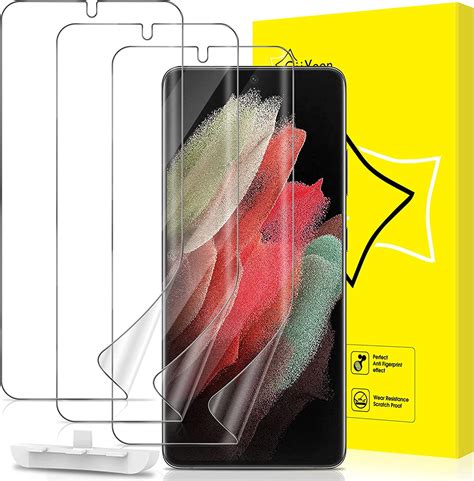 Giiyoon 3 Pack Screen Protector For Samsung Galaxy S21 Ultra 5g Flexible Tpu Film Support