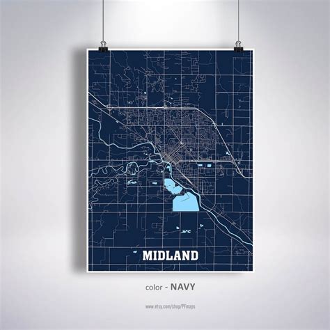 Midland Map Print Midland City Map Michigan MI USA Map - Etsy