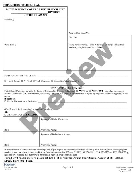 Hawaii Stipulation For Dismissal Us Legal Forms