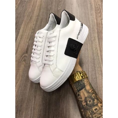 Tenis Philipp Plein Caveira Branco E Preto Pronta Entrega Shopee Brasil