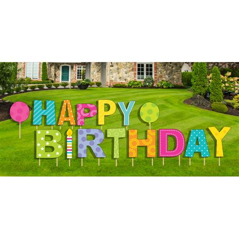 Happy Birthday Yard Sign 15 Pcs Stakes Included Outdoor Party Lawn