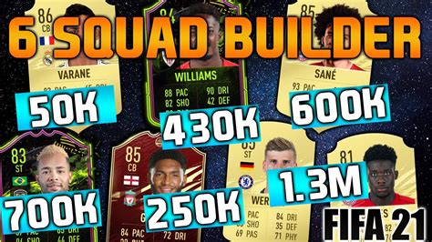 FIFA 21 SQUAD BUILDER 50K 250K 430K 600K 700K 1 3M HYBRID SQUAD BUILDER