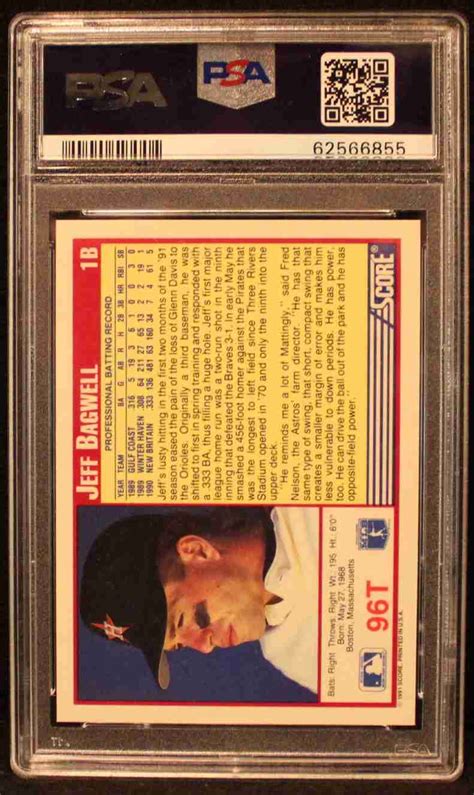 Sportlots Auctions 1991 SCORE TRADED 96T JEFF BAGWELL PSA 10