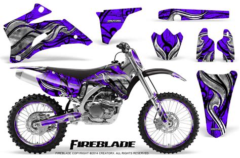 Yamaha Yz 250f 450f 06 09 Graphics Kit Fireblade Purple Np Rims