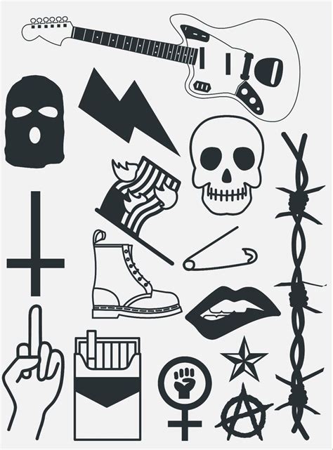 PUNK ROCK TATTOO FLASH SHEET Small Tattoos Punk Tattoo Punk Tattoo