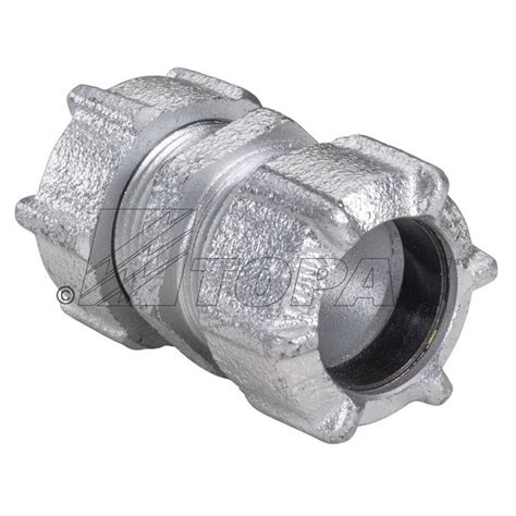 Topaz Electric 255mrt Zinc Plated Malleable Iron Threadless Raintight Rigid Compression Coupling