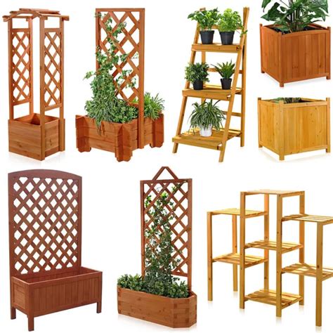 JARDINIÈRE EN BOIS Banc de jardin Jardinière avec treillis Arceau à