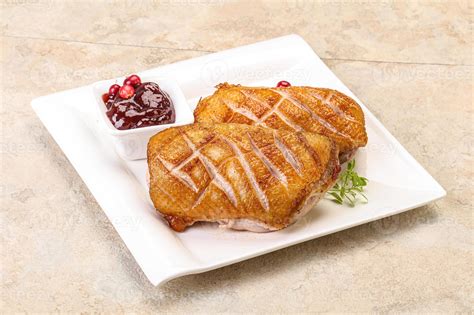 Roasted duck breast with sauce 8430642 Stock Photo at Vecteezy