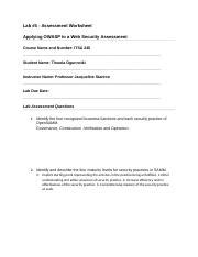 WebSec V03 Lab05 AW Docx Lab 5 Assessment Worksheet Applying OWASP