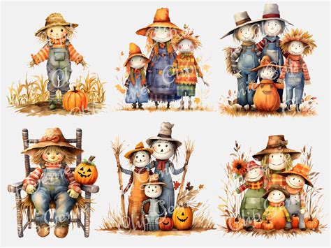 Scarecrow Fall Clipart Autumn Scarecrow PNG Fall Decor PNG - Etsy