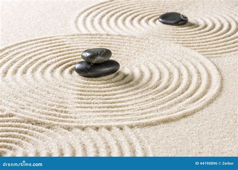 A Zen Garden With Black Pebbles Stock Photo Image Of Meditate Raked