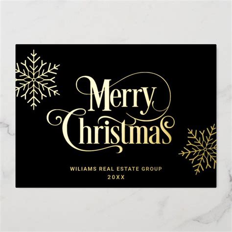 Merry Christmas Corporate Greeting Gold Foil Holiday Card | Zazzle ...