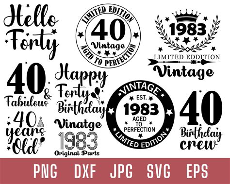 40th Birthday Svg 40th Birthday Svg Bundle 40th Birthday Etsy Israel