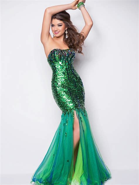 Estupendos vestidos de 15 años estilo sirena Strapless Sequin Dress