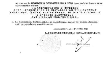 Avis Rectificatif N1 de lAppel à Manifestation dIntérêt