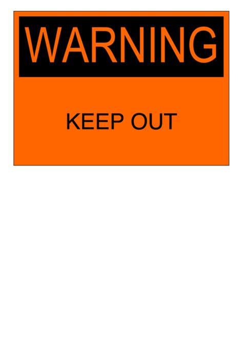 Warning Sign Template printable pdf download