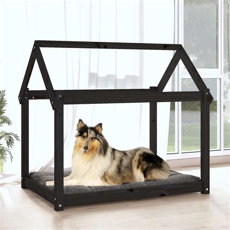 Cama Para Perros Madera Maciza De Pino Negro X X Cm Exma Es