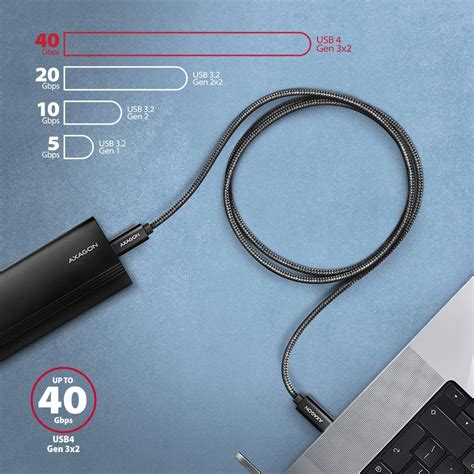 Kabel Usb4 Gen3x2 Axagon Usb C M Na Usb C M 1m Crni 5a 240w 40gbps 8k60hz Hdr10 Pleteni