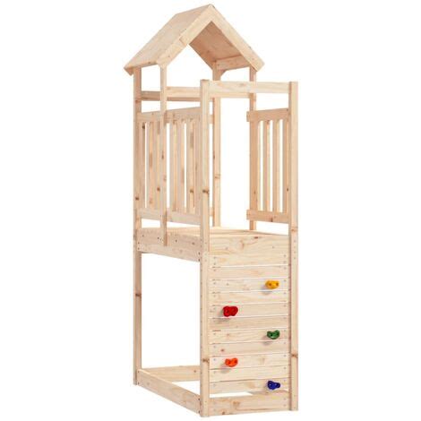 Torre Da Gioco Con Arrampicata 53x110x214 Cm In Legno Di Pino