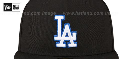 Los Angeles Dodgers METALLIC LOGO SIDE-PATCH Black Fitted Hat