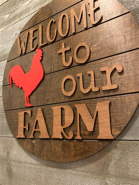 Welcome To Our Farm Wooden Door Sign 18 Inch Round Etsy