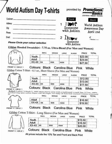 Embroidery Order Form Template New Spirit Wear Form Pta Pinterest