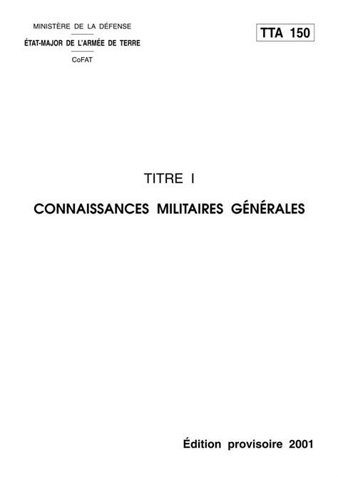 Pdf Armee Francaise Tta Titre Connaissances Militaires