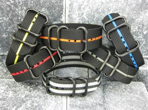 Mm Germany Ballistic Nylon Diver Strap Rings Black Band For Zulu